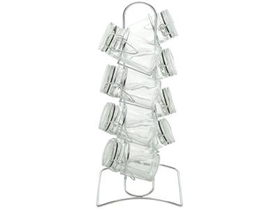 Porta-Temperos de Vidro 8 Peças com Suporte Lyor 7086