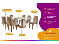 Mesa de Jantar 6 Cadeiras Retangular Imbuia e Off White Tampo de MDF Rufato Jade - 2