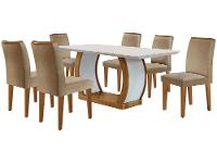 Mesa de Jantar 6 Cadeiras Retangular Imbuia e Off White Tampo de MDF Rufato Jade - 3