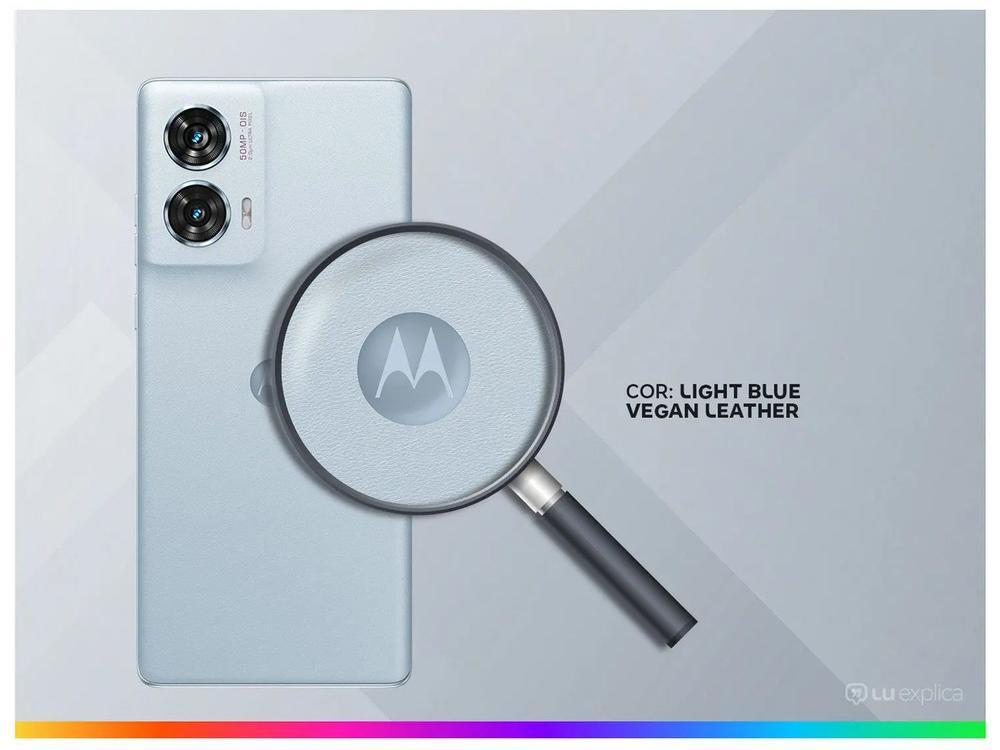 Smartphone Motorola Edge 50 Fusion 256GB Light Blue Vegan Leather 5G 8GB RAM 6,7" Câmera Sony Dupla Selfie 32MP Dual Chip - 21