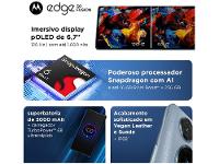 Smartphone Motorola Edge 50 Fusion 256GB Light Blue Vegan Leather 5G 8GB RAM 6,7" Câmera Sony Dupla Selfie 32MP Dual Chip - 8