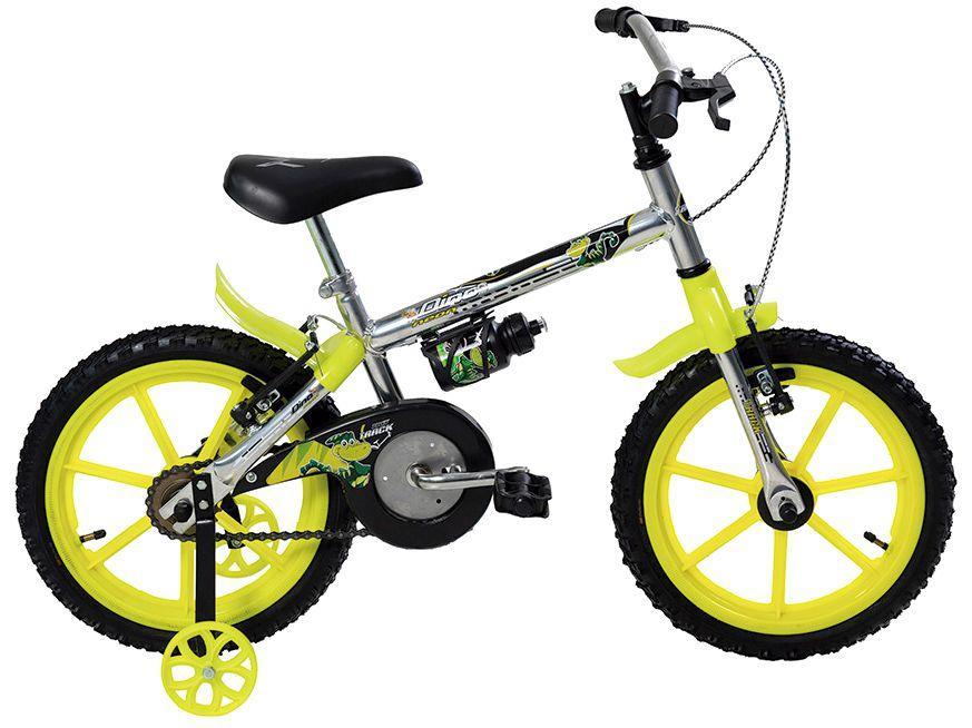 Bicicleta Infantil Aro 16 TK3 Track Dino Neon Cromado com Rodinhas Freio V-Brake - 1