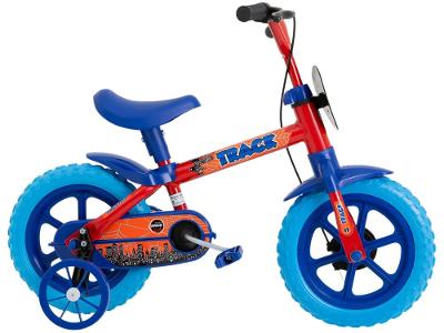 Bicicleta Infantil Aro 12 TK3 Track Arco Íris Vermelho e Azul com Rodinhas