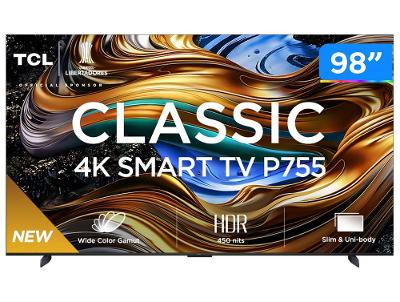 Smart TV 98" 4K UHD LED TCL 98P755 120Hz Wi-Fi Bluetooth 4 HDMI 2 USB