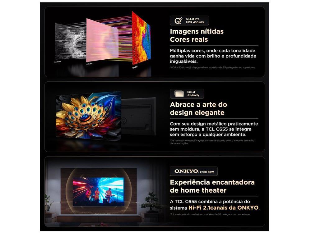 Smart TV 85” 4K UHD QLED TCL 85C655 Wi-Fi - 8