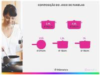 Jogo de Panelas Tramontina Antiaderente de Alumínio Rosa Trufado 5 peças Tunis - 17