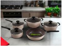 Jogo de Panelas Tramontina Antiaderente de Alumínio Rosa Trufado 5 peças Tunis - 18