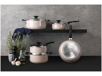 Jogo de Panelas Tramontina Antiaderente de Alumínio Rosa Trufado 5 peças Tunis - 6