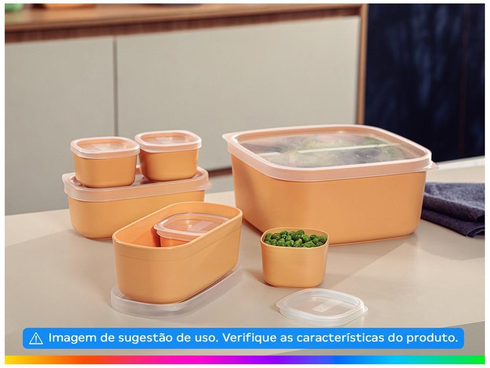Jogo de Potes de Polipropileno Hermético Tramontina Mixcolor com Tampa Retangular 7 Peças - 14