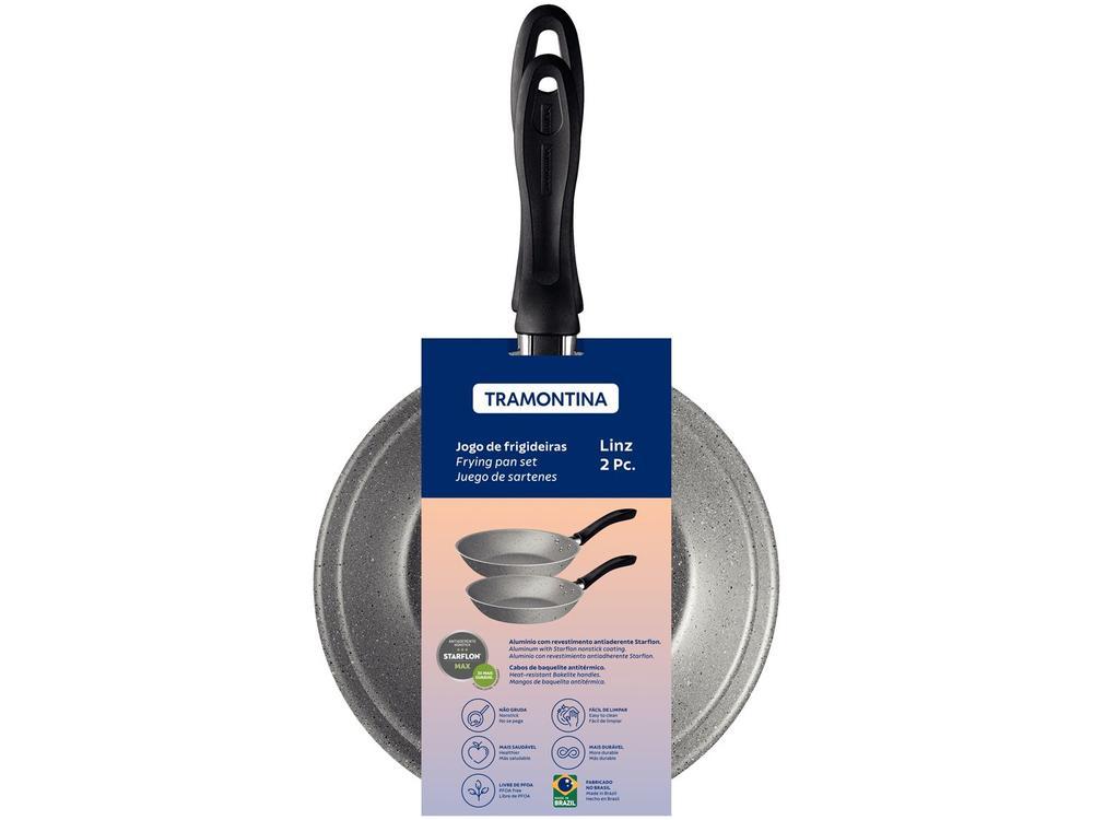 Conjunto de Frigideiras Antiaderente Tramontina de Alumínio Linz Cinza 2 Peças - 10