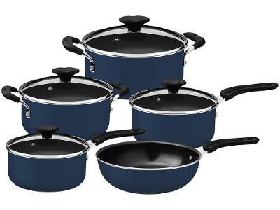 Jogo de Panelas Tramontina Antiaderente de Alumínio Azul Mediterrâneo 5 peças Tunis