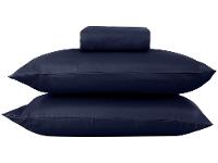 Jogo de Cama Casal 100% Poliéster Marcelino Têxtil Hypercal Azul Marinho 3 Peças