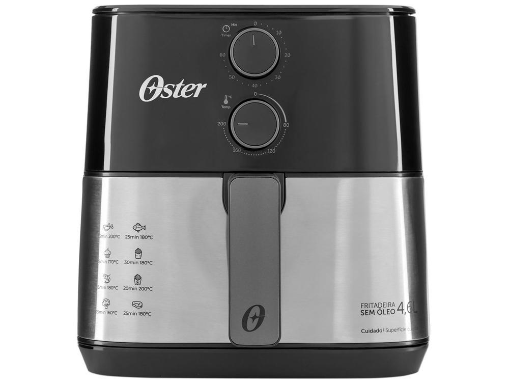 Fritadeira Elétrica sem Óleo/Air Fryer Oster Compact OFRT520 Preta com Timer Inox 4,6L - 4