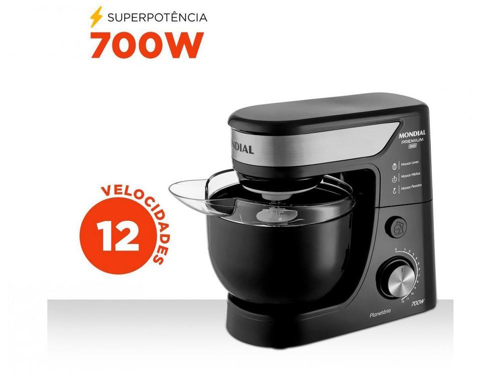 Batedeira Planetária Mondial Preto e Inox 700W - 4