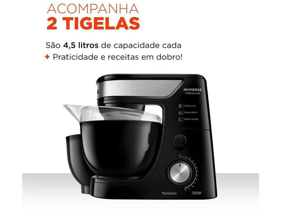 Batedeira Planetária Mondial Preto e Inox 700W - 6