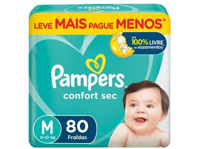 Fralda Pampers Confort Sec Tam. M 6 a 10kg 80 Unidades