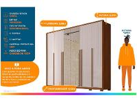 Guarda-roupa Casal com Espelho 6 Portas 6 Gavetas Caemmun Quintus Lux - 2