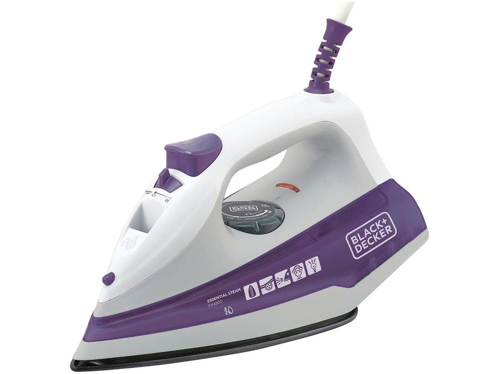 Ferro de Passar Roupa a Vapor e a Seco Black + Decker Essential Steam FX1000 Branco e Roxo - 10