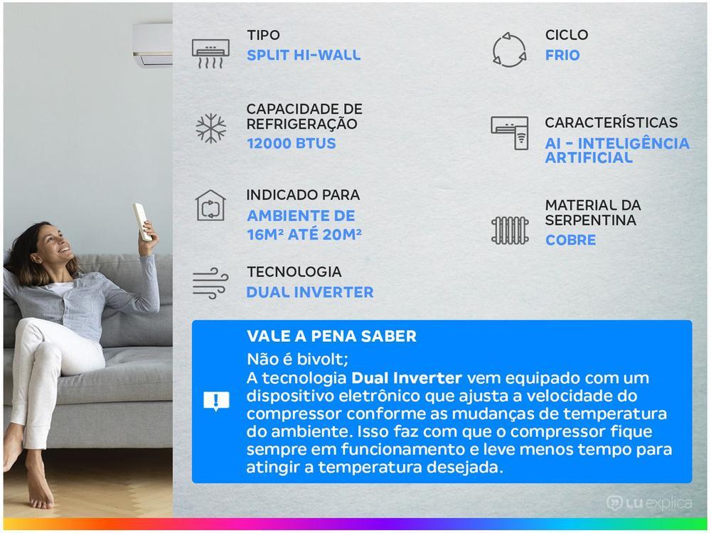 Ar-condicionado Split Hi-Wall LG Dual Inverter Compact +AI 12.000 BTUs Frio Compact S3-Q12JAQAL - 2