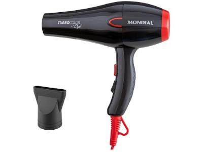 Secador de Cabelo Mondial Turbo Color Red SC-41 Preto Vermelho Tourmaline Ion 2000W 2 Velocidades