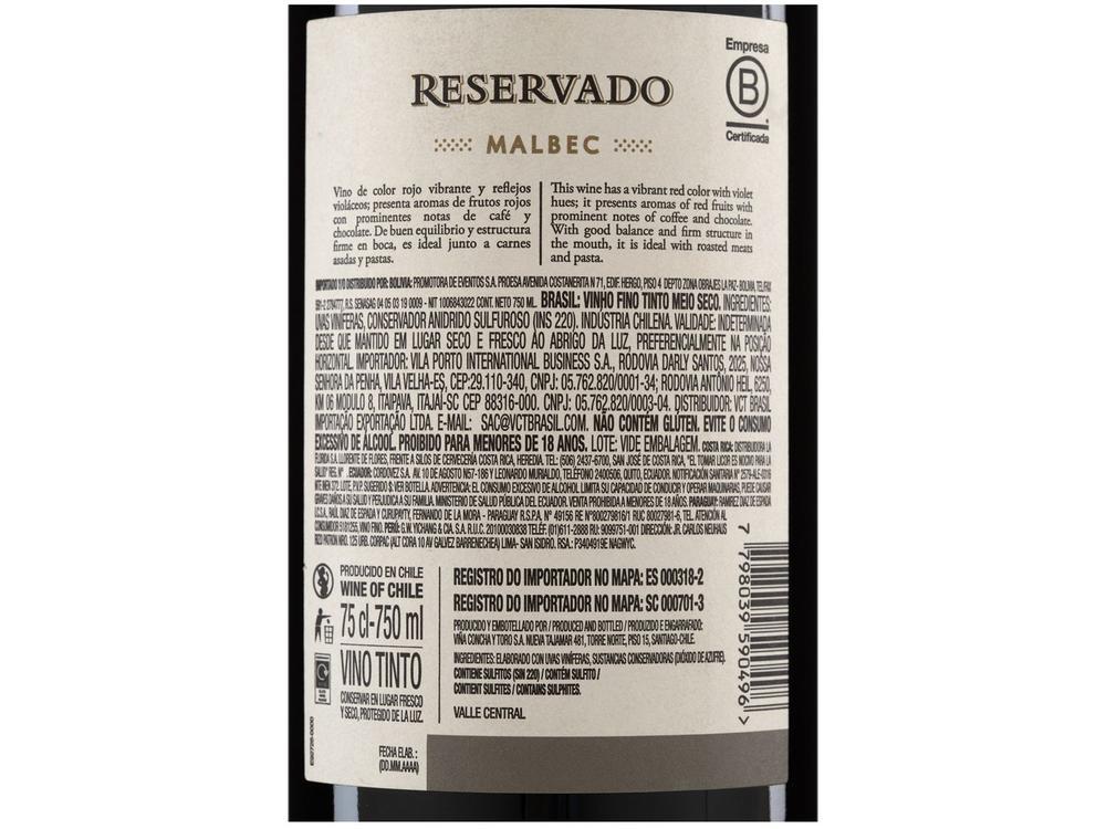 Vinho Tinto Meio Seco Concha y Toro Malbec  - 22