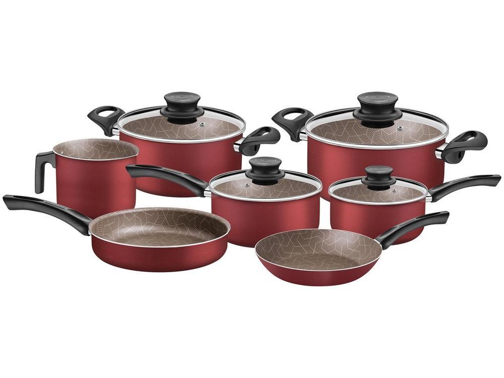 Jogo de Panelas Tramontina Antiaderente de Alumínio Vermelho 7 Peças Paris - 1