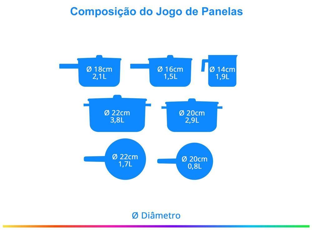 Jogo de Panelas Tramontina Antiaderente de Alumínio Vermelho 7 Peças Paris - 2