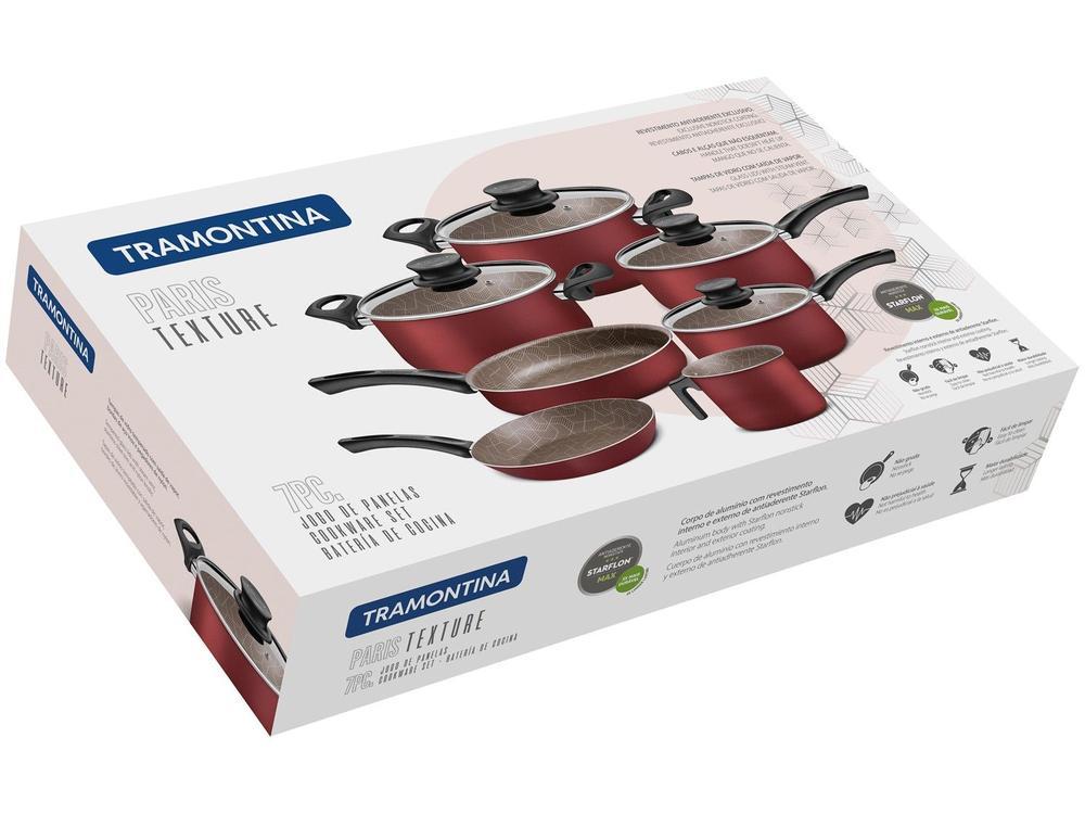Jogo de Panelas Tramontina Antiaderente de Alumínio Vermelho 7 Peças Paris - 7
