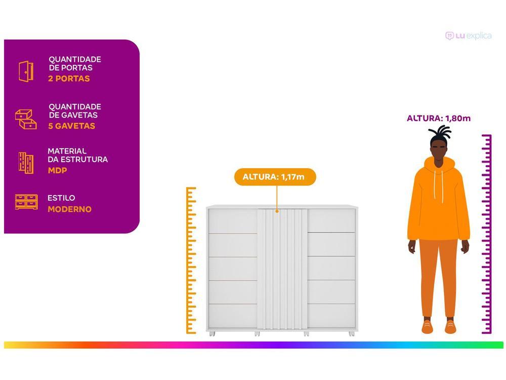 Cômoda 5 Gavetas 2 Portas Caemmun Belize Zios - 2
