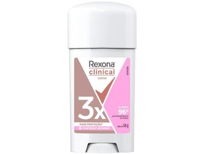 Desodorante Antitranspirante Creme Rexona Clinical Extra Dry  Classic 96 Horas Original 58g