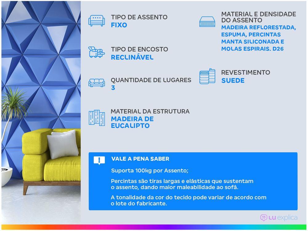 Sofá-cama Casal 3 Lugares Reclinável Suede Matrix Penélope - 2