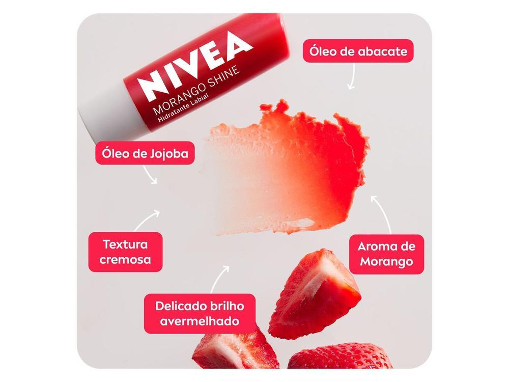 Protetor Labial Hidratante Nivea Morango Shine 4,8g - 5
