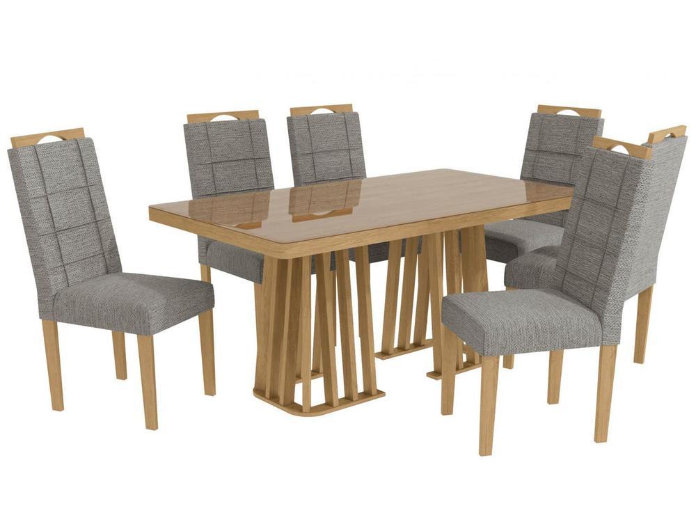 Mesa de Jantar 6 Cadeiras Retangular Cinza Kappesberg Esmeralda - 3