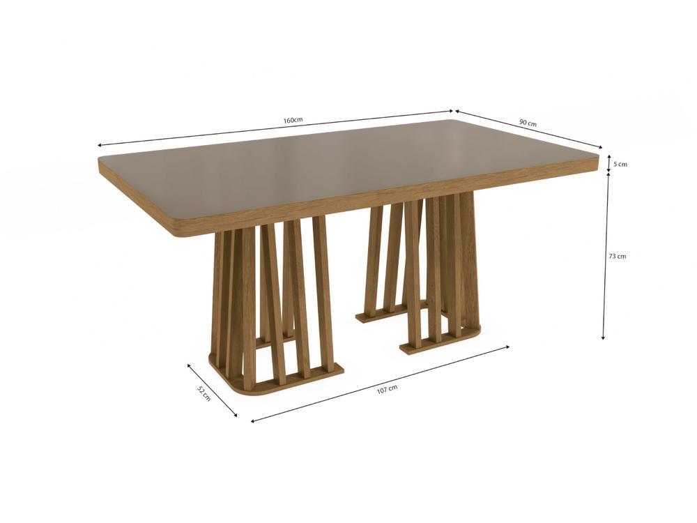 Mesa de Jantar 6 Cadeiras Retangular Cinza Kappesberg Esmeralda - 4