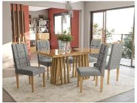 Mesa de Jantar 6 Cadeiras Retangular Cinza Kappesberg Esmeralda - 1