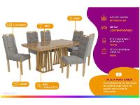 Mesa de Jantar 6 Cadeiras Retangular Cinza Kappesberg Esmeralda - 2