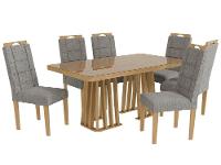 Mesa de Jantar 6 Cadeiras Retangular Cinza Kappesberg Esmeralda - 3