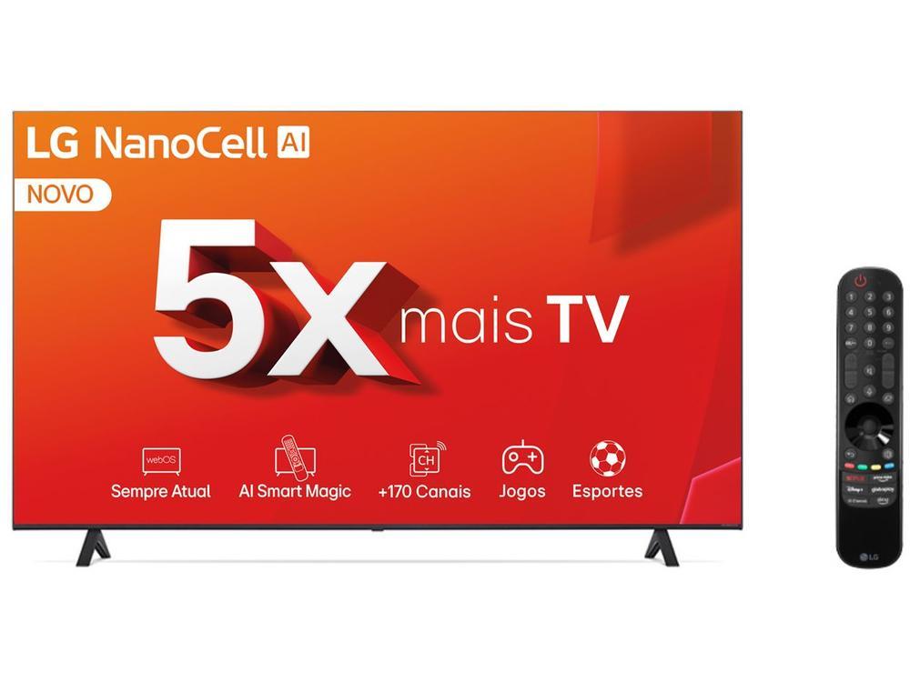 Smart TV 75" 4K NanoCell LG 75NANO80TSA WebOS 24 Processador α5 Ger7 Wi-Fi Bluetooth com Alexa 3 HDMI 2 USB - 24