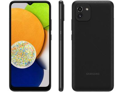 Smartphone Samsung Galaxy A03 64GB Preto 4G Octa-Core 4GB RAM Tela 6,5” Câm. Dupla + Sefie 5M