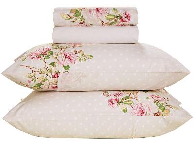 Jogo de Cama Casal Karsten 100% Algodão 150 Fios Ive Bege 4 Peças