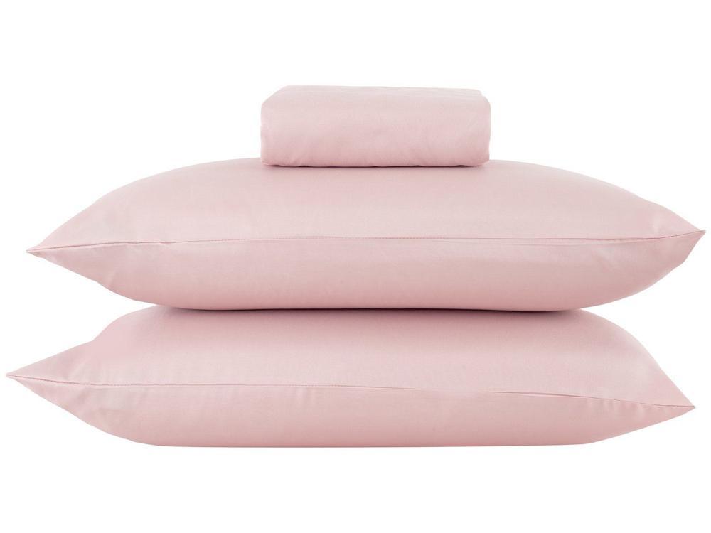 Jogo de Cama Casal 100% Poliéster Marcelino Têxtil Hypercal Rosé 3 Peças - 4
