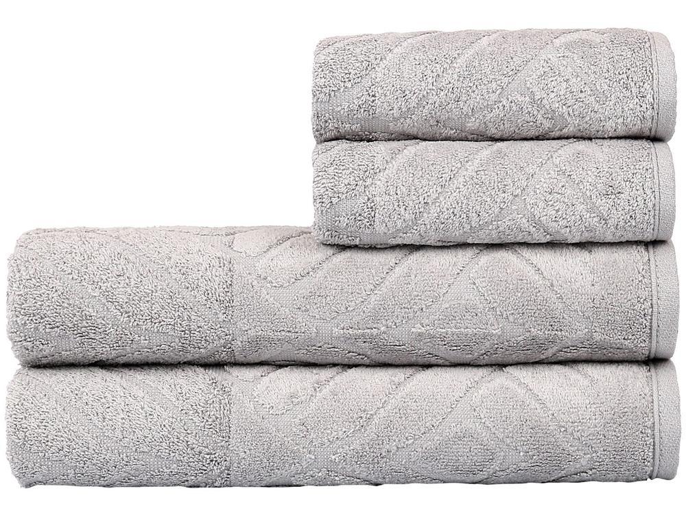 Jogo de Toalhas de Banho Atlântica 100% Algodão Sofisticata Florença Cinza Elefante 4 Peças - 1