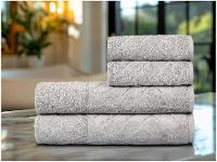 Jogo de Toalhas de Banho Atlântica 100% Algodão Sofisticata Florença Cinza Elefante 4 Peças