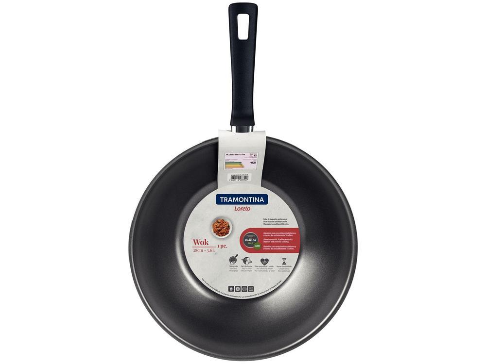 Frigideira Antiaderente Tramontina Wok de Alumínio Funda Starflon Max Loreto Grafite 28cm - 3