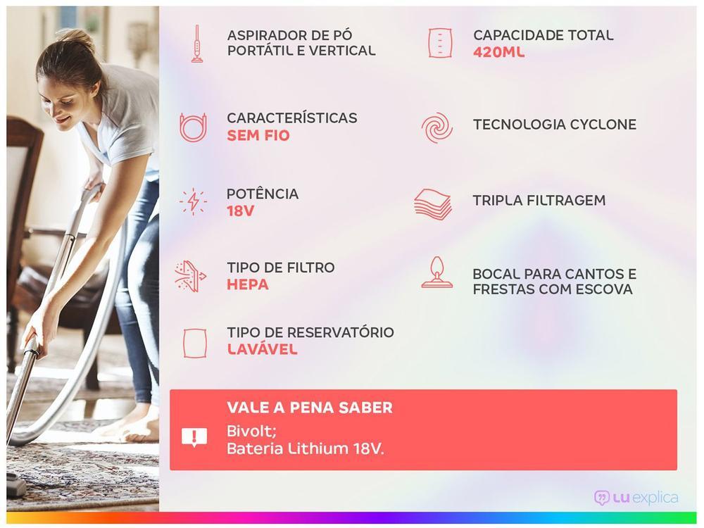 Aspirador de Pó Vertical e Portátil Electrolux a Bateria Filtro HEPA 18V Ergorapido ERG25N - 2