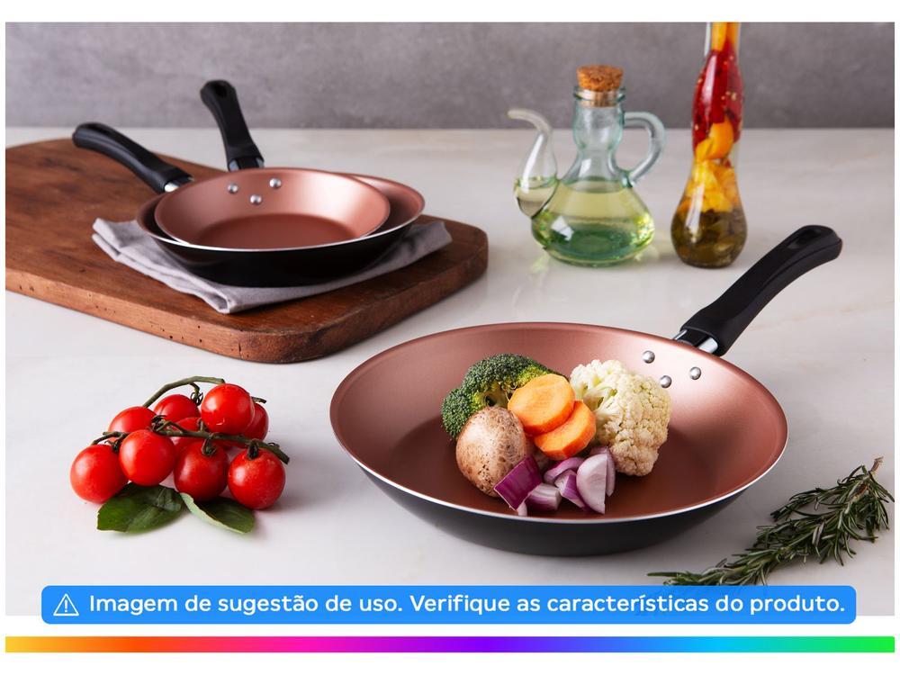 Conjunto de Frigideiras Antiaderente Tramontina de Alumínio Linz Preto e Salmão 3 Peças - 2