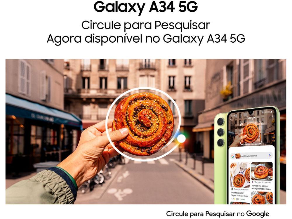 Smartphone Samsung Galaxy A34 128GB Violeta 5G Octa-Core 6GB RAM 6,6" Câm. Tripla + Selfie 13MP Dual Chip - 5