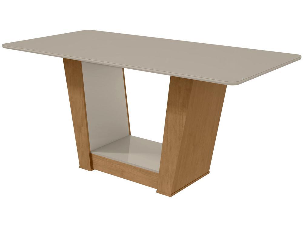 Mesa de Jantar 6 Cadeiras Retangular Branco e Amêndoa Tampo de Vidro Móveis Lopas Apogeu - 6