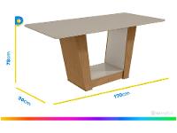 Mesa de Jantar 6 Cadeiras Retangular Branco e Amêndoa Tampo de Vidro Móveis Lopas Apogeu - 3
