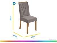 Mesa de Jantar 6 Cadeiras Retangular Branco e Amêndoa Tampo de Vidro Móveis Lopas Apogeu